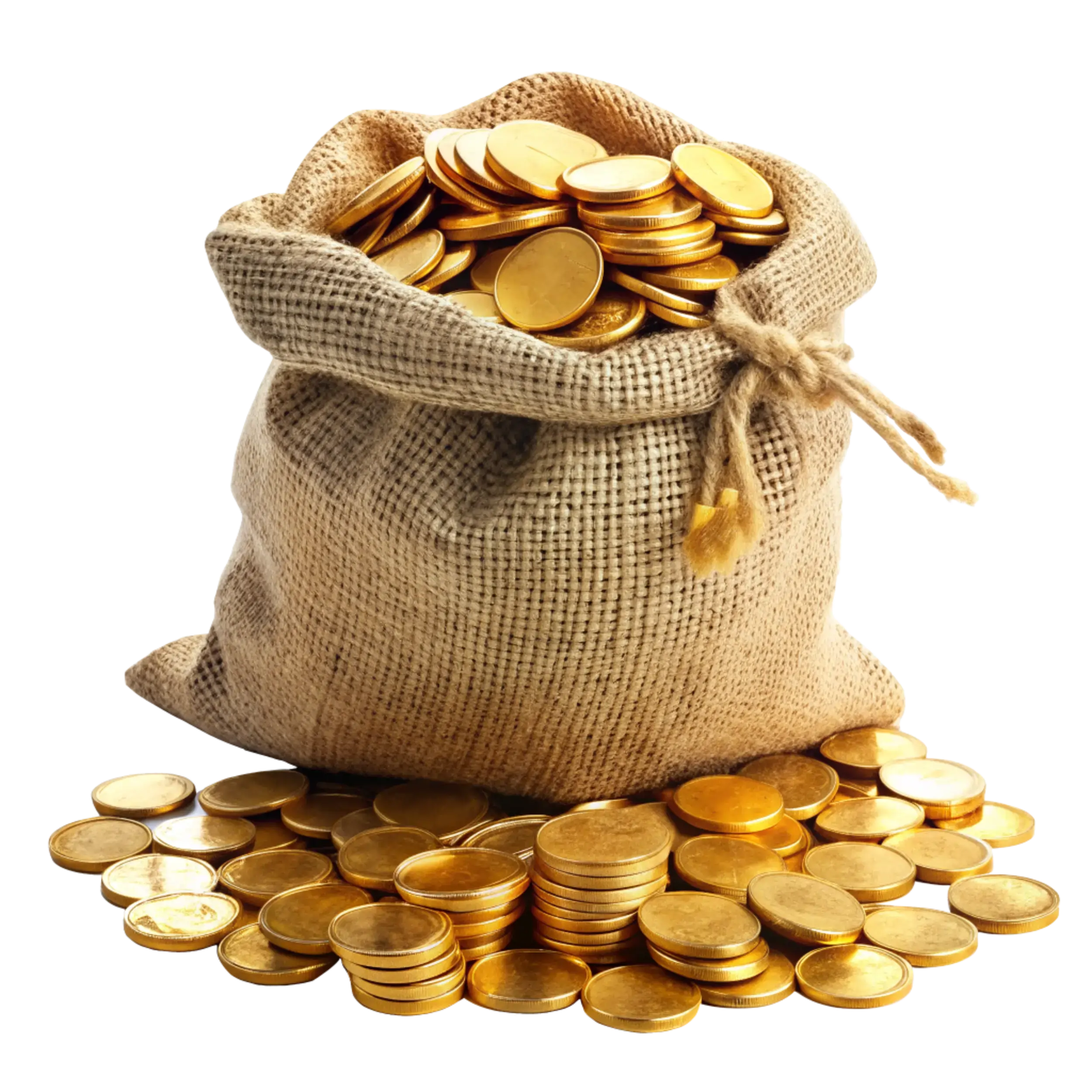 Gold coins and dollar stacks